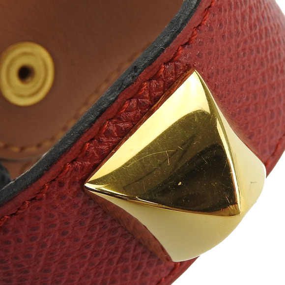 Hermes Hermes Medor Epsom Metal Red Bangle Leather Bangle - Picture 4 of 11